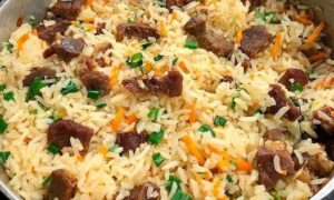 Arroz com Carne de Sol Delicioso